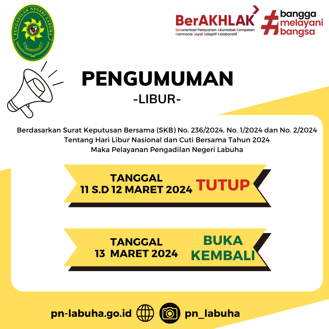 Pengumuman Libur Layanan Pengadilan Negeri Labuha