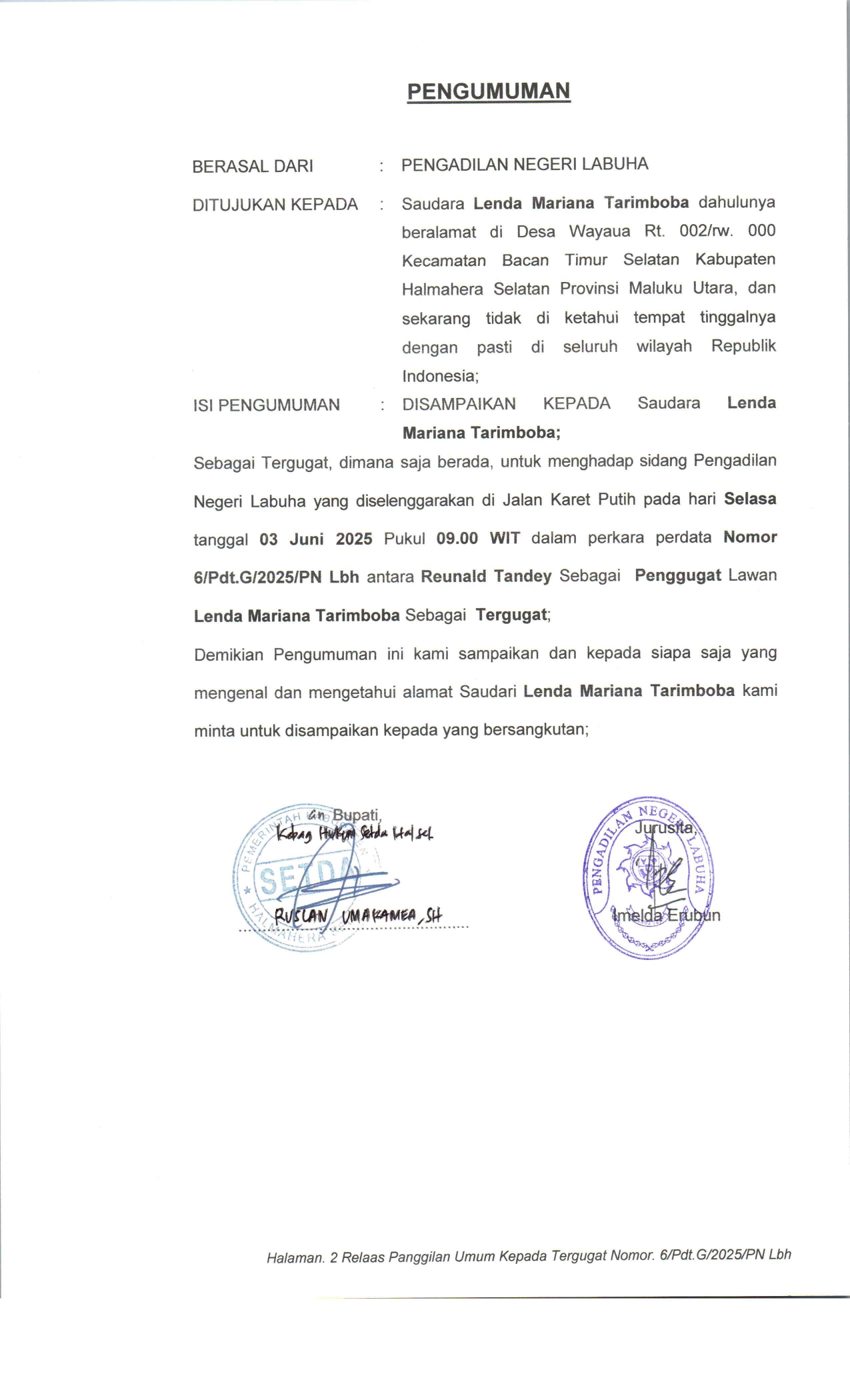 Pengumuman