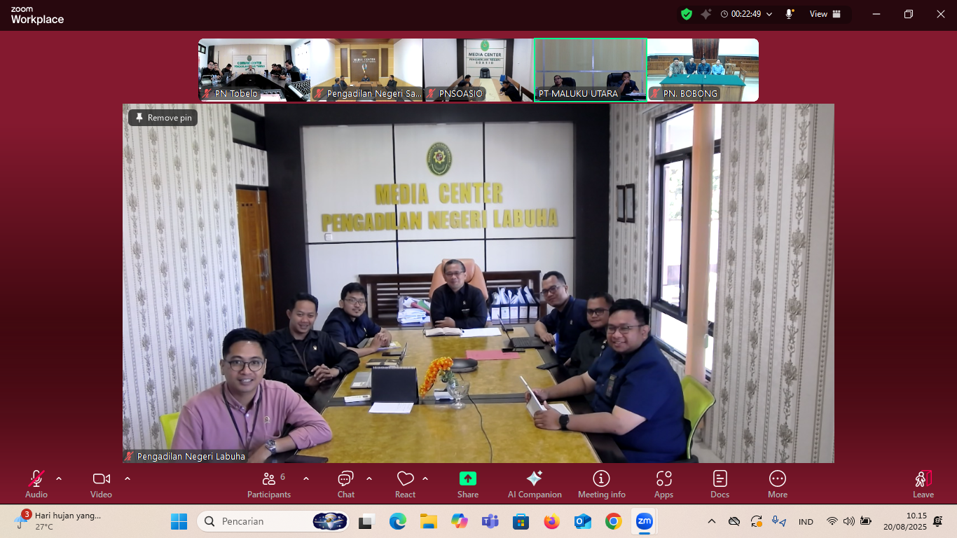 Pengadilan Negeri Labuha Ikuti Pembinaan dan Perkenalan Hakim Baru pada PN se-Wilayah Hukum Pengadilan Tinggi Maluku Utara